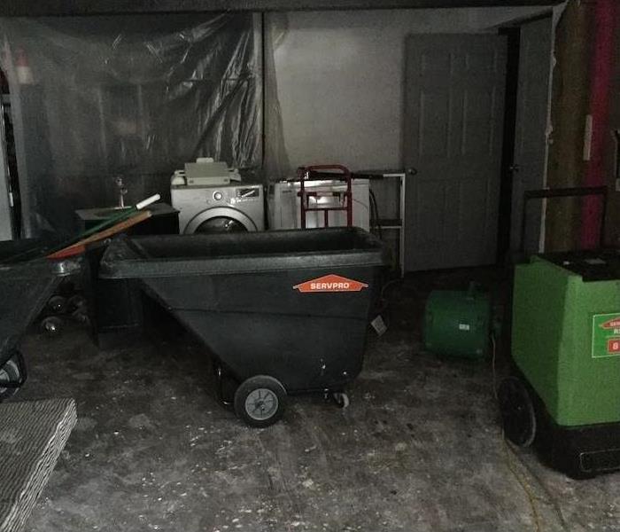 SERVPRO disposal and drying equipment in commercial property