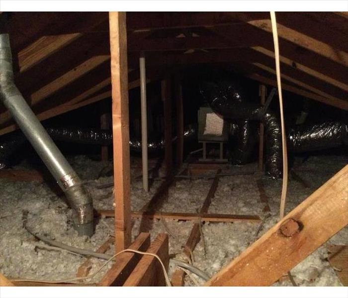 Attic with framework insulation and vents