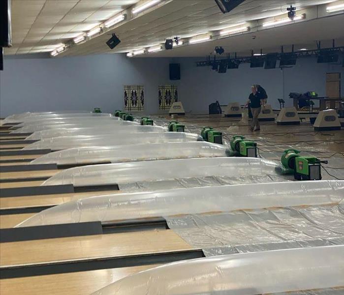  Bowling alley lanes with SERVPRO drying equipment 